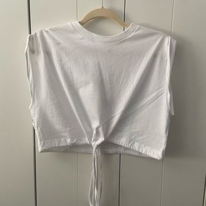 Zara cinched waist cut-off sleeves t-shirt with tie